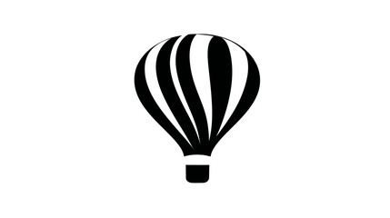 Obraz premium A black and white graphic of a hot air balloon with vertical stripes and a rectangular base