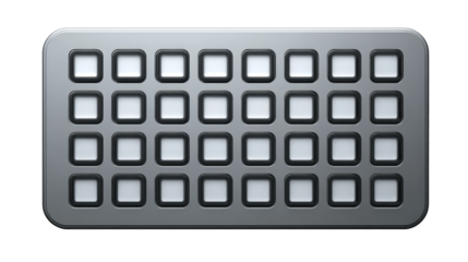 Customizable stream deck interface managing digital actions controlling production workflow with programmable buttons panel and macro keys on a transparent background