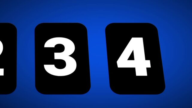 Dynamic Number Countdown from One to Four with Rounded Frames on Blue Gradient Background