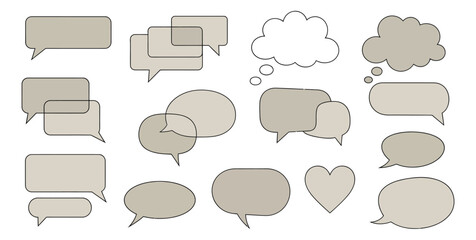 Obraz premium Clean line art speech bubble set featuring various chat and thought balloons for modern communication