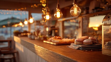 Peaceful Caf&eacute; Atmosphere with Soft Evening Glow