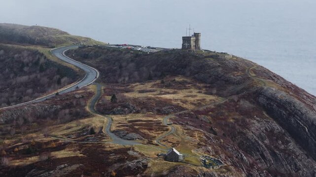 Aerial view of St John's Newfoundland Canada in November overlooking the water