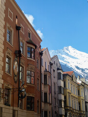 colorful facade of palaces in the old town of  innsbruck, austria
