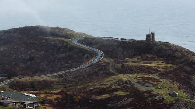 Aerial view of St John's Newfoundland Canada in November overlooking the water