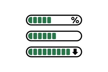 Obraz premium Green Progress Bars Loading Indicators