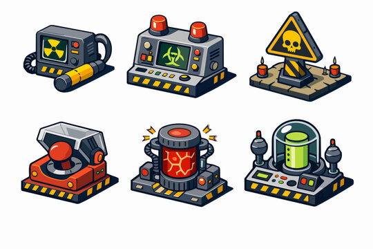 Post-apocalyptic hazard control devices with radiation monitor and biohazard panel
