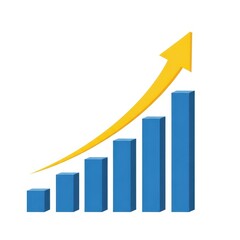 Visualizing growth A simple bar graph with an upward trending arrow
