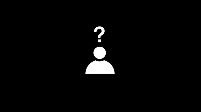 Thinking person icon. Man with a question mark icon animation.