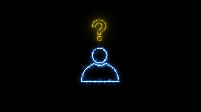 Thinking person icon. Man with a question mark icon animation.
