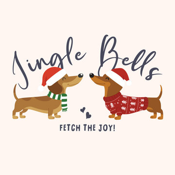 Christmas illustration with funny dog.Happy New Year collection.Winter design. Happy holidays template.Cartoon animals.Cute dogs for christmas and new year theme graphic.Little dog vector illustration