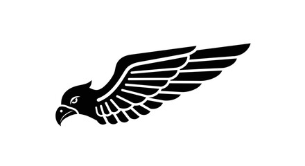 Obraz premium Black Silhouette of an Eagle Head with Wings Spread.