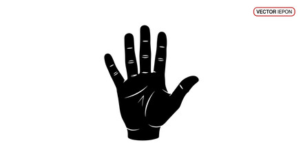 Obraz premium Black Silhouette of an Open Hand Showing Five Fingers.