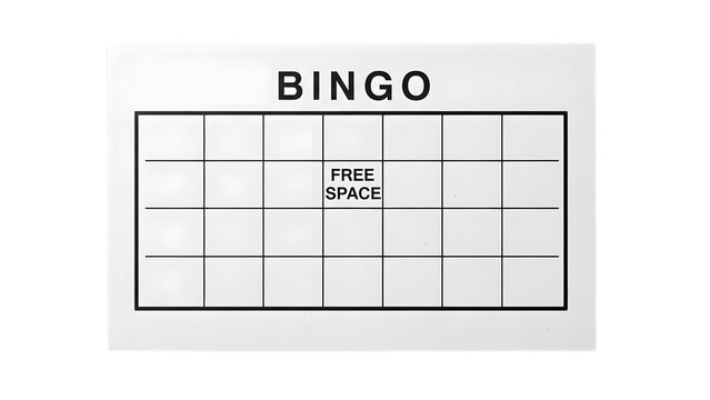 Blank bingo card with free space