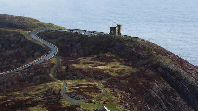Aerial view of St John's Newfoundland Canada in November overlooking the water