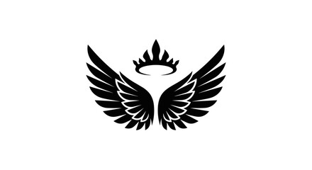 Obraz premium Black Wings and Crown Emblem Symbol.