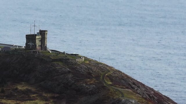 Aerial view of St John's Newfoundland Canada in November overlooking the water