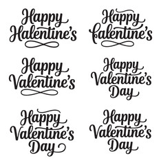 Black Happy Valentines Day Texts on White Background