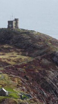 Aerial view of St John's Newfoundland Canada in November overlooking the water