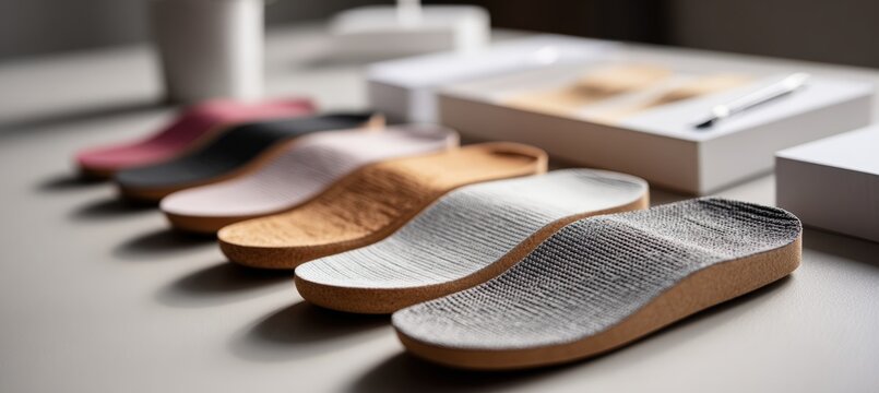 Orthopedic Insoles Displayed on Desk in Minimalist Clinic Setting
