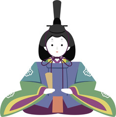 Emperor Hina Doll Vector Illustration of Traditional Japanese Royal Festival Doll in Kimono for Hinamatsuri Celebration in Cute Flat Style