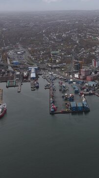 Aerial view of St John's Newfoundland Canada in November overlooking the water