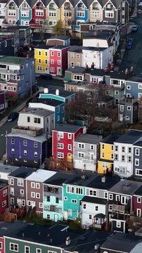Aerial view of St John's Newfoundland Canada in November overlooking the water