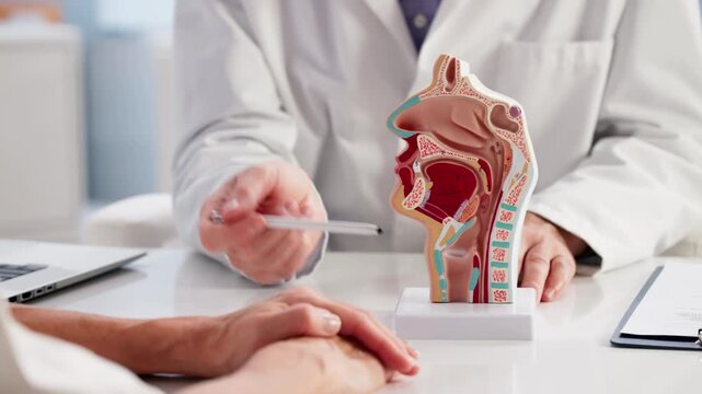 Doctor Explaining Woman's Thyroid Disease And Thyroiditis