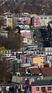 Aerial view of St John's Newfoundland Canada in November overlooking the water