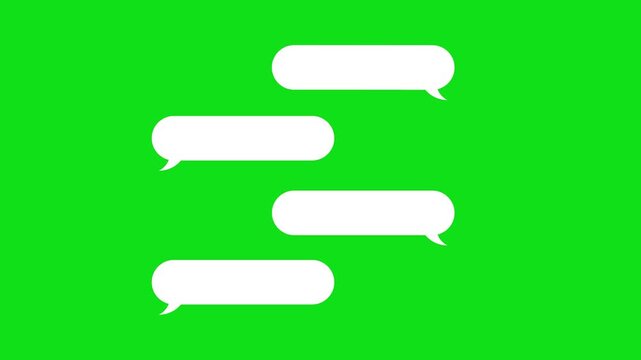messaging or chat animation with green screen
Chat Message Box Animation for Text and Messaging Overlays
Messaging UI Speech Bubble Popup Loop with Transparent Chroma Key Background