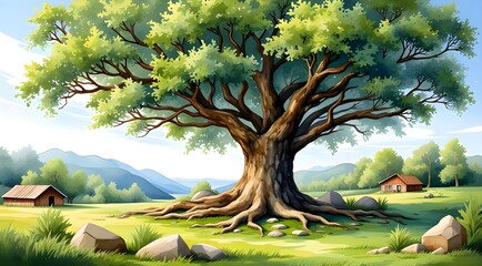 rural landscape with trees