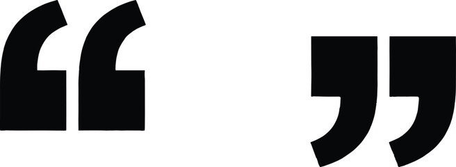 Quotation marks icon set showing opening and closing quotes in bold black minimal style for typography design vector illustration © Creative Soul