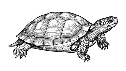 Fototapeta premium Detailed illustration of a tortoise showcasing its textured shell and features.