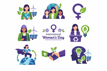 Fototapeta premium International Women’s Day women sustainability leadership icon set
