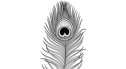 Obraz premium Elegant Black and White Peacock Feather Illustration.