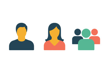 Colorful Flat Design People Icons Set