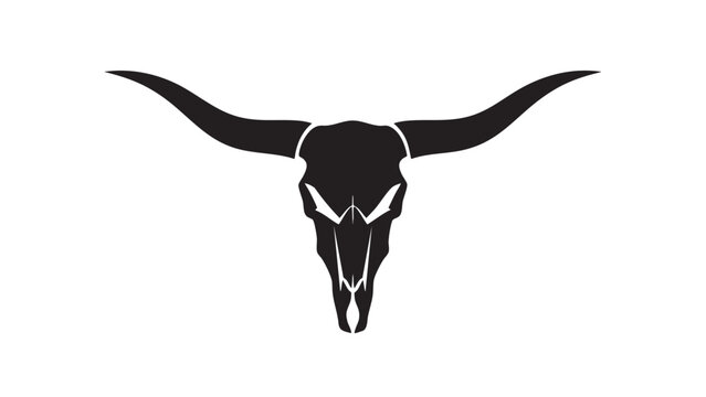 Minimalist vector illustration of a stylized bull skull isolated on transparent