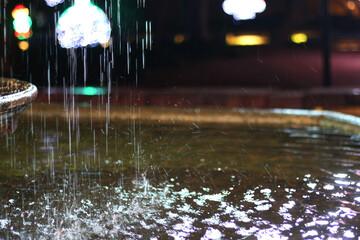 Colorful Christmas lights and decorations in park Dardin in Split, Croatia. December night in the park.