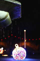 Colorful Christmas lights and decorations in park Dardin in Split, Croatia. December night in the park.