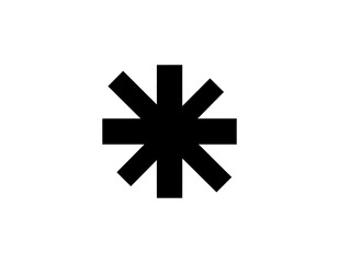 Fototapeta premium Simple black asterisk design against a white background, centered and symmetrical