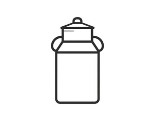 Obraz premium Simple black outline art depicting a tall, cylindrical milk jug or pail with a lid, set on a plain white backdrop