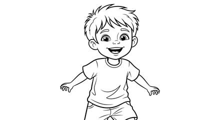 Happy Boy Standing with Open Arms and Big Smile.