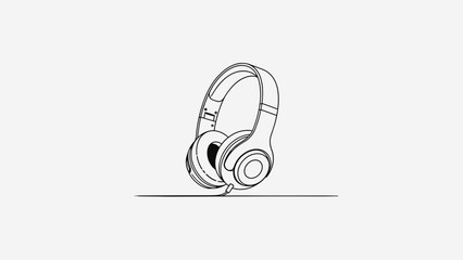 Headphones illustration A detailed line drawing of modern audio equipment.