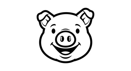 Happy Pig Face Cartoon Illustration.