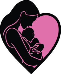 Happy Mothers Day Vector on Transparent Background with Love and Family Concept