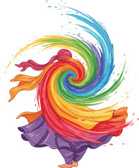 Happy Holi Vector on Transparent Background with Festival and Color Concept