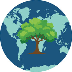 Ever Green Planet on Transparent Background Vector Illustration with Environment and Sustainability Concept