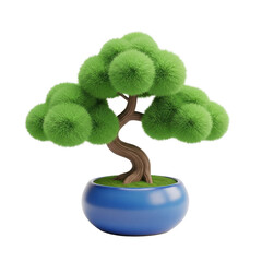 Stylized bonsai tree in blue pot