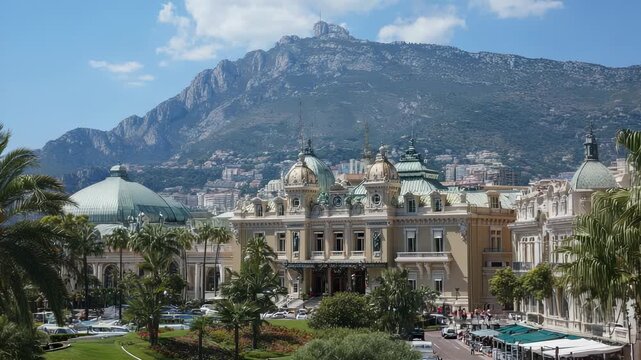 Opulent Monte Carlo Casino Exterior View, Monaco &ndash; Luxury Architecture and Palm Tree Landscape in the South of France