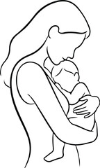 Happy Mothers Day Vector on Transparent Background with Love and Family Concept