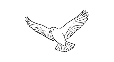 Obraz premium Elegant Dove in Flight Line Art Illustration.
